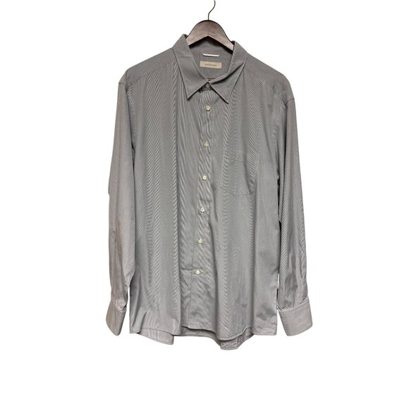 Ermenegildo Zegna Men's Dress Shirt Grey Button Down Collared Large XL - Picture 1 of 11